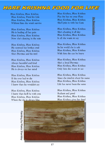 Beenierella - Hare Krishna Food for Life (image of poem), Maria Shankley - Painting