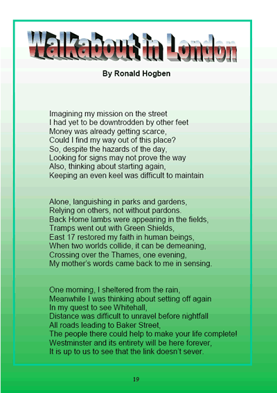 Ronald Hogben - Walkabout in London (image of poem)