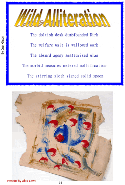 Joseph Kitson - Wild Alliteration  (image of poem), Alex Lowe - Pattern