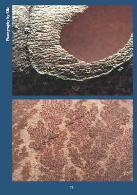 Two photographs showing different stone-like textures
