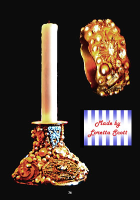 Photographs of bracelet and candlestick
