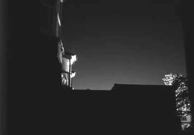 Outline of a house at night
