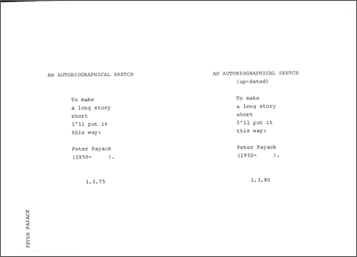 An autobiographical sketch showing two poems
