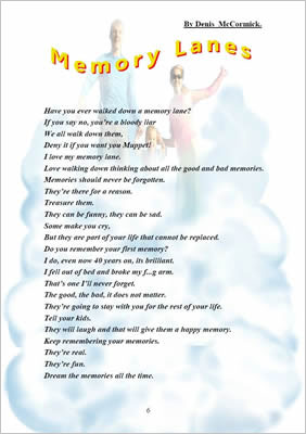 Memory Lanes by Denis McCormick - text on next page