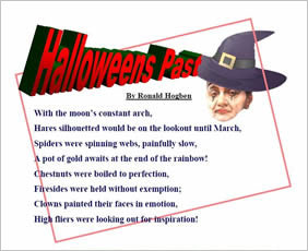 poem on page with witch's head and hat photograph
