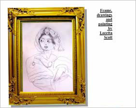 pencil drawing of lady in frame