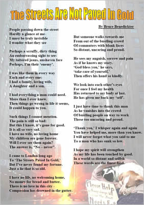 Poem laid over a picture of homeless city.