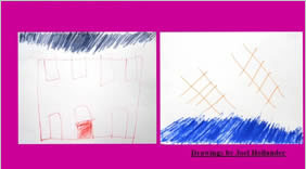 Line drawings, one shows a house.