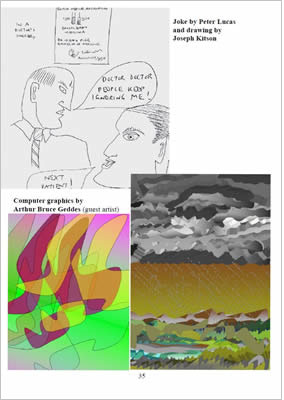 Joke is Patient saying 'Doctor, people keep ignoring me' and doctor replies 'Next patient'. Graphics show landscapes rendered digitally.