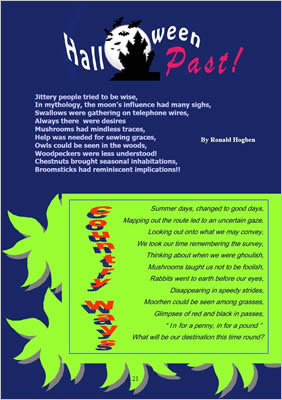 Layout shows spooky castle within heading of poem.