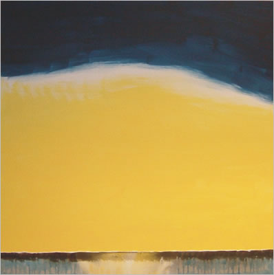 abstract art, yellow and blue, reminiscent of a sunrise or a shoreline