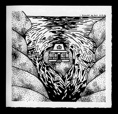 art showing house on island