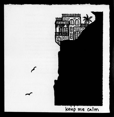 art showing house on edge of a cliff