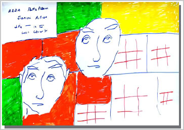 drawing showing faces by Reza Parto Azam