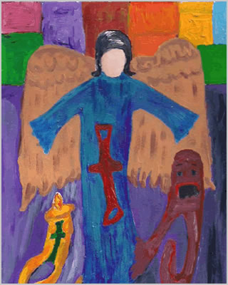 artwork shows angel by Lyneth Hinds