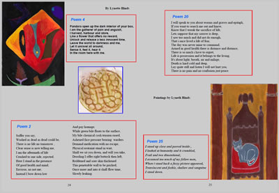 shows artworks with pattern and colour by Lynette Hinds