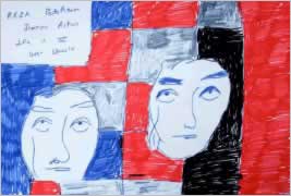 drawing showing faces by Reza Parto Azam