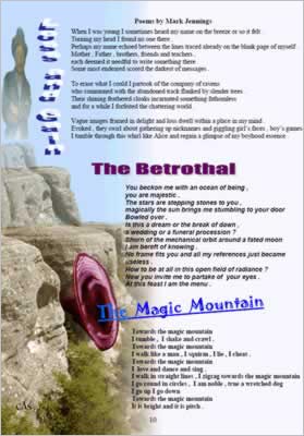 poems are shown with background image, a photograph of a mountain landscape