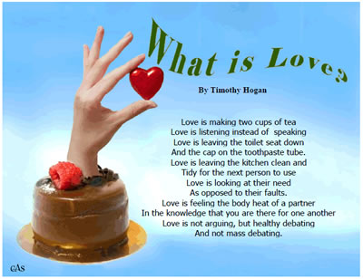 Shows the poem in situ in magazine, with a model hand holding a plastic heart next to it.