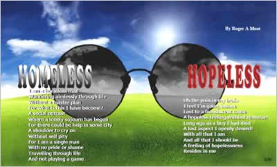 Shows poem over a field with sunglasses in the middle.
