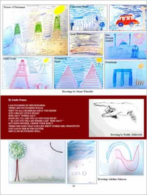 Felt tip and pencil drawings.