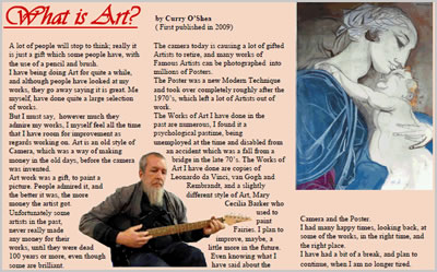 Artwork and photo of Curry playing guitar.
