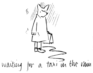 Ted Schofield - waiting for a taxi in the rain