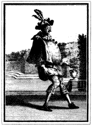 Berain - The actor Deschars in the costume of Polichinelle